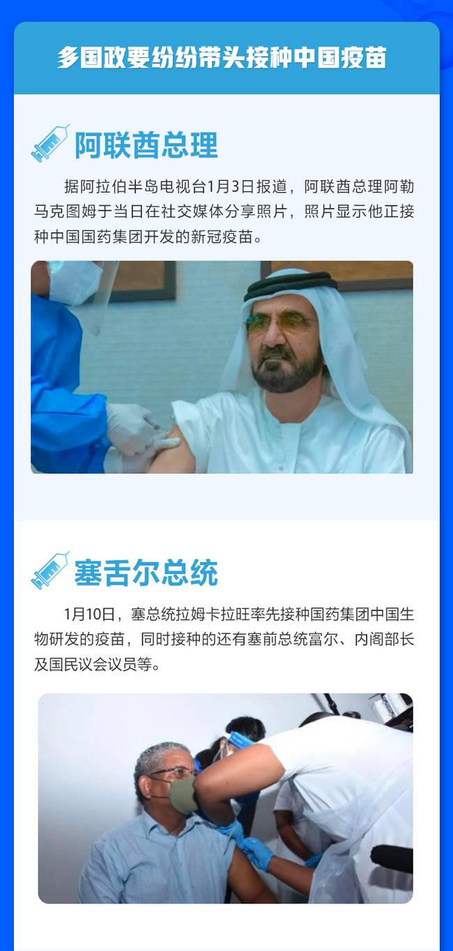 多国政要带头接种 为中国疫苗投下沉甸甸信任票