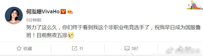 何泓姗恋上电竞教练?本人回应:祝我早日成为国服鲁班