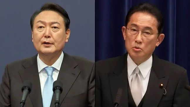 ▲韩国总统尹锡悦(左)和日本首相岸田文雄(右) 资料图 图自韩媒
