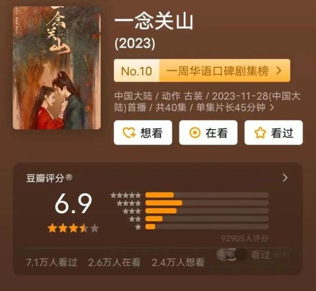 《一念关山》烂尾！大结局让人无语评分暴跌