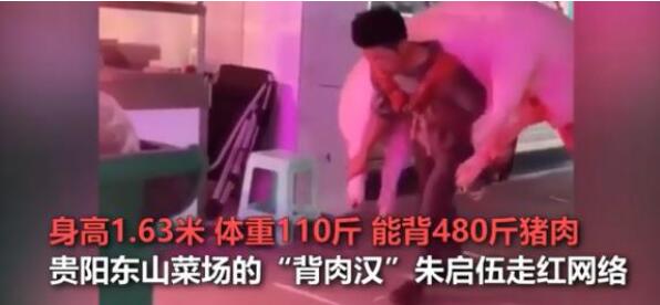 贵阳背肉汉回应背480斤猪肉 网友：凭本事吃饭不丢人