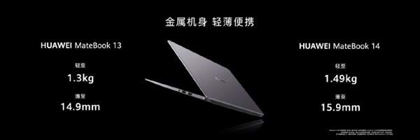新款华为MateBook13/14参数配置,搭载2K触控全面屏