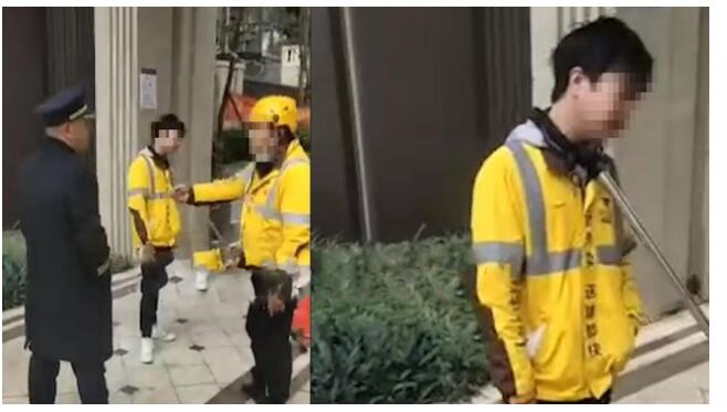 太欺负人了!外卖员被钢叉锁脖 现场到底发生了什么？