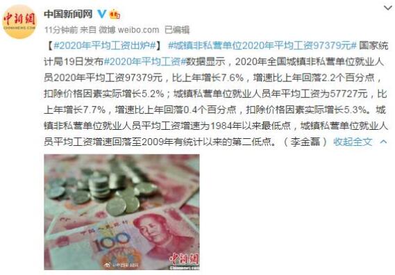 2020年平均工资出炉 你拖后腿了吗？