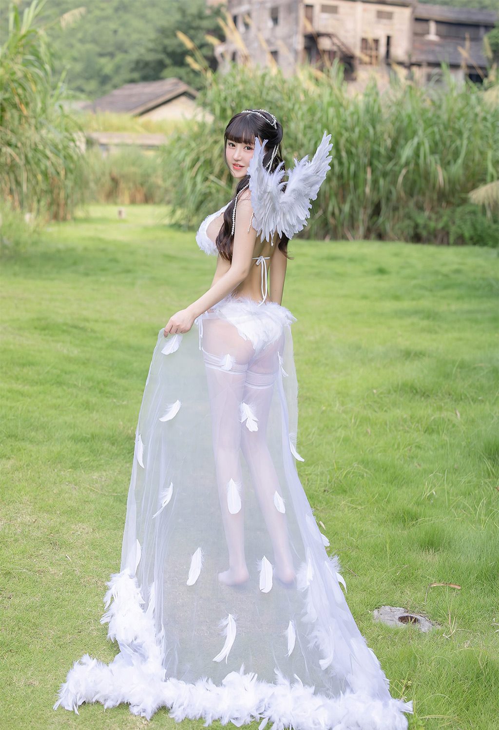 丰满性感美女朱可儿Flower天使情趣内衣白丝