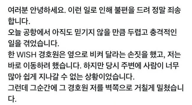 NCT WISH粉丝发文控诉被安保人员殴打